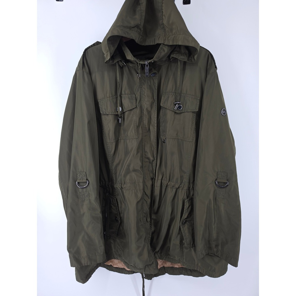 Michael Michael Kors Olive Green Anorak Hooded Utility Jacket Size 3X - Picture 5 of 10